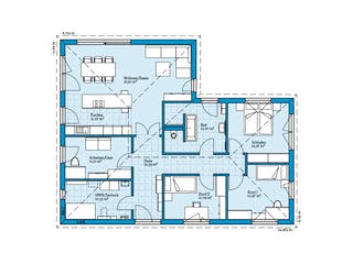 Fertighaus Bungalow 131 von Hanse Haus Schlüsselfertig ab 410863€, Bungalow Grundriss 1
