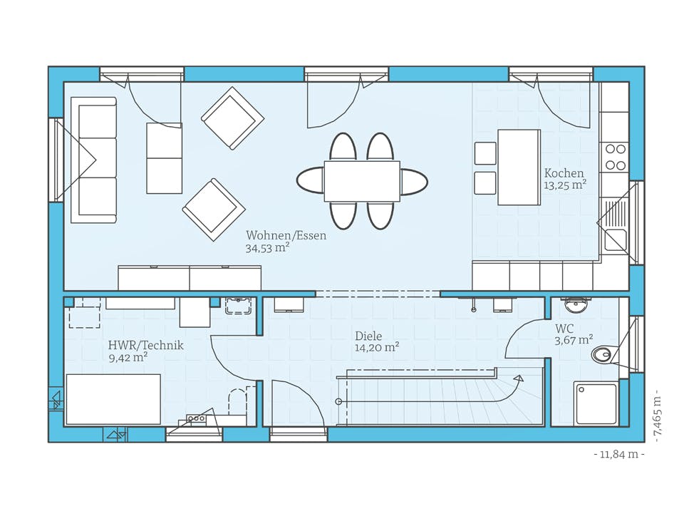 Fertighaus Cubus 148 von Hanse Haus Schlüsselfertig ab 402182€, Cubushaus Grundriss 1
