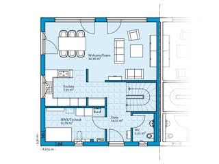 Fertighaus Doppelhaus 135 von Hanse Haus Schlüsselfertig ab 388373€, Cubushaus Grundriss 1