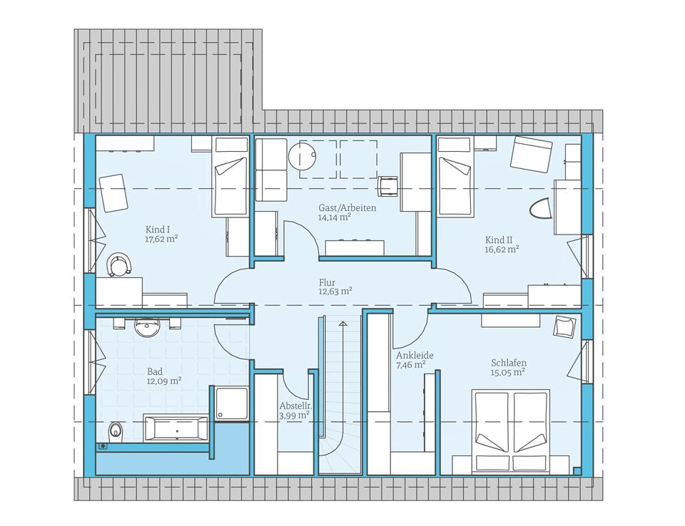 Fertighaus Duo 210 von Hanse Haus Schlüsselfertig ab 521130€, Satteldach-Klassiker Grundriss 2