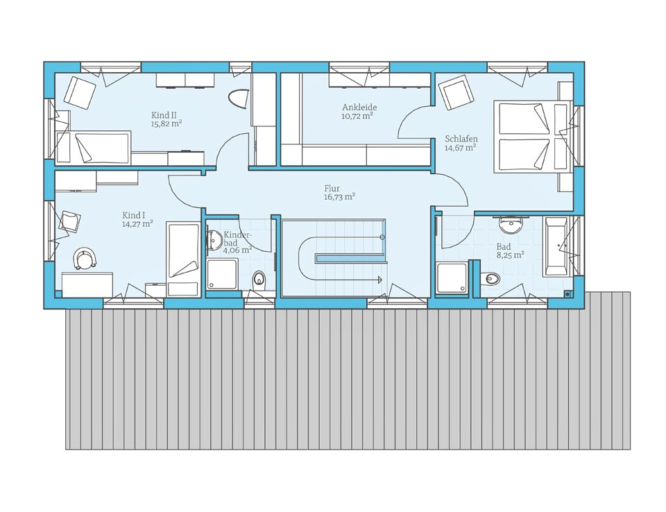Fertighaus Duo 211 von Hanse Haus Schlüsselfertig ab 602963€, Satteldach-Klassiker Grundriss 2