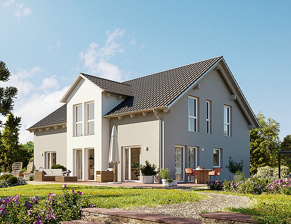 Fertighaus Duo 229 von Hanse Haus Schlüsselfertig ab 539426€, Satteldach-Klassiker Außenansicht 1