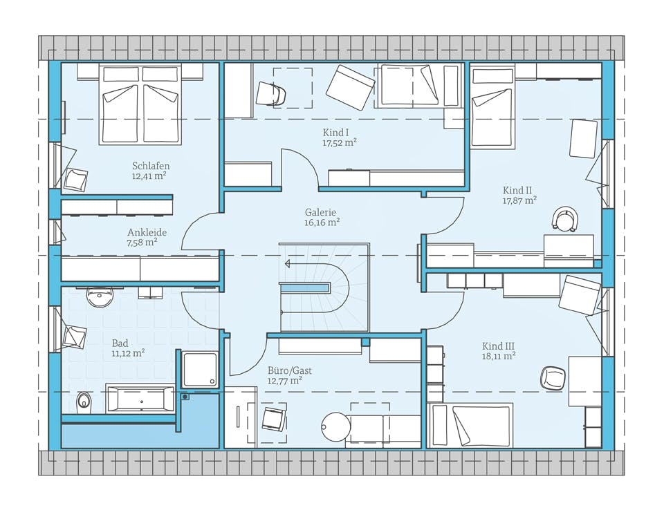 Fertighaus Duo 229 von Hanse Haus Schlüsselfertig ab 539426€, Satteldach-Klassiker Grundriss 2