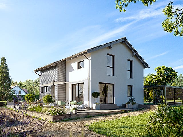 Fertighaus Variant 25-135 von Hanse Haus Schlüsselfertig ab 397332€, Satteldach-Klassiker Außenansicht 1