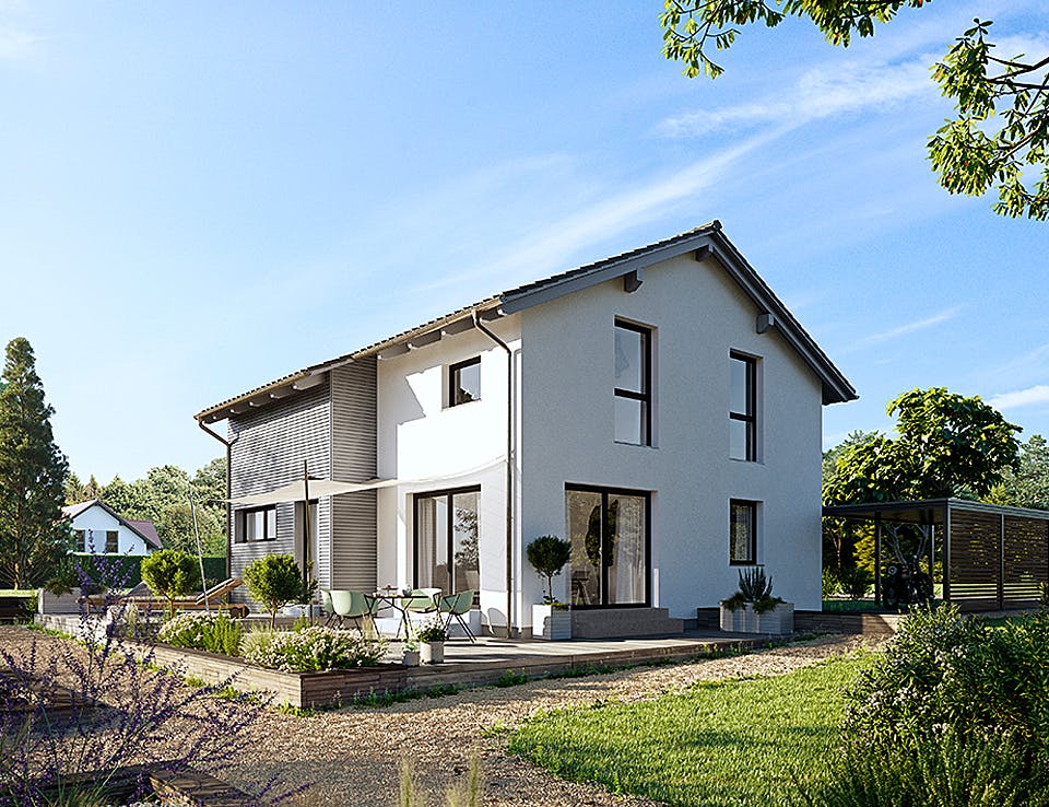 Fertighaus Variant 25-135 von Hanse Haus Schlüsselfertig ab 371866€, Satteldach-Klassiker Außenansicht 1
