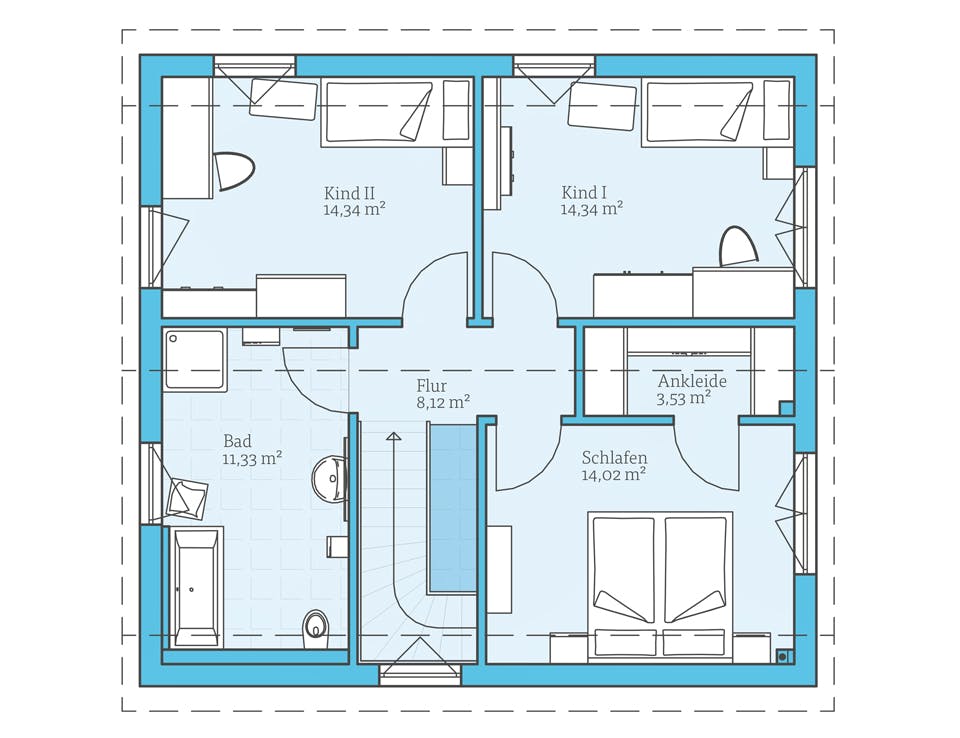 Fertighaus Variant 25-135 von Hanse Haus Schlüsselfertig ab 371866€, Satteldach-Klassiker Grundriss 2
