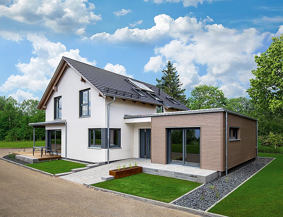 Fertighaus Variant 35-173 von Hanse Haus Schlüsselfertig ab 420425€, Satteldach-Klassiker Außenansicht 1
