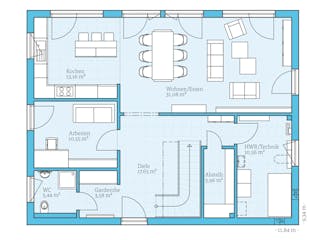 Fertighaus Variant 35-184 von Hanse Haus Schlüsselfertig ab 445067€, Satteldach-Klassiker Grundriss 1