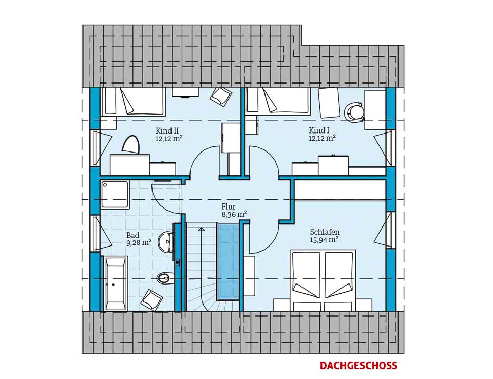 Fertighaus Variant 45-130 von Hanse Haus Schlüsselfertig ab 360336€, Satteldach-Klassiker Grundriss 2