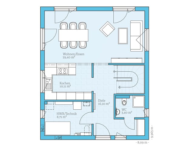 Fertighaus Villa 133 von Hanse Haus Schlüsselfertig ab 402682€, Stadtvilla Grundriss 1