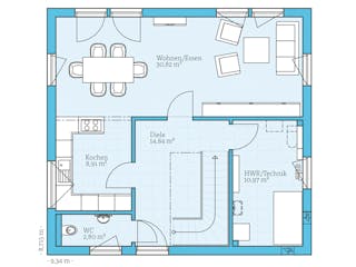 Fertighaus Villa 134 von Hanse Haus, Stadtvilla Grundriss 1