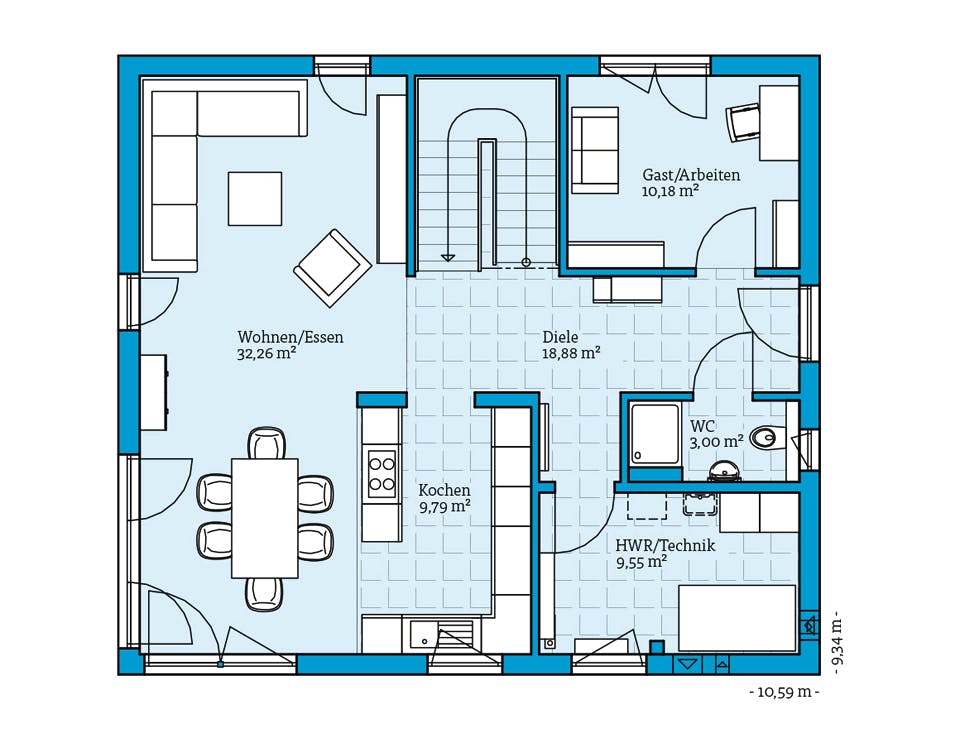 Fertighaus Villa 166 von Hanse Haus Schlüsselfertig ab 445839€, Stadtvilla Grundriss 1
