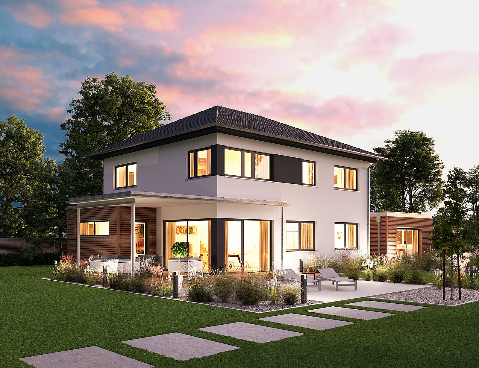 Fertighaus Villa 178 von Hanse Haus Schlüsselfertig ab 452494€, Stadtvilla Außenansicht 1