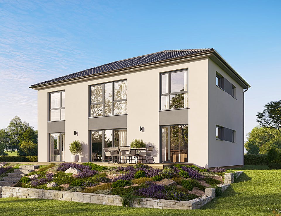 Fertighaus Villa 183 von Hanse Haus Schlüsselfertig ab 467660€, Stadtvilla Außenansicht 1