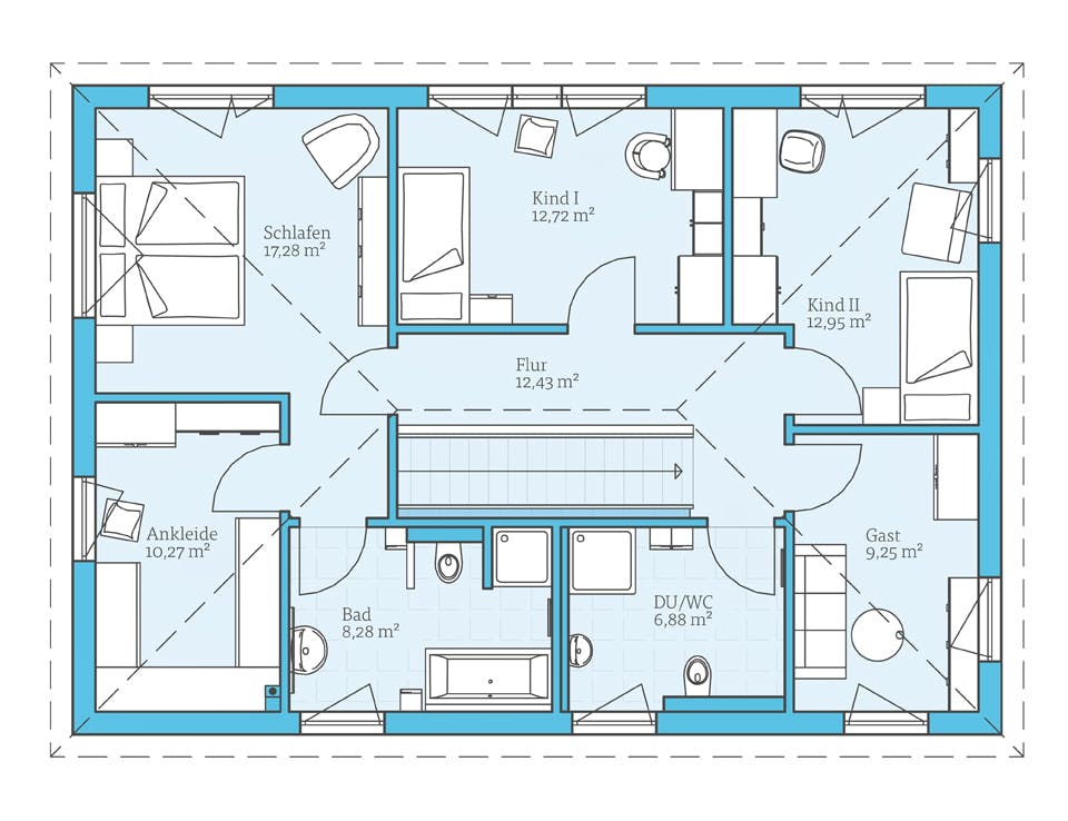 Fertighaus Villa 183 von Hanse Haus Schlüsselfertig ab 467660€, Stadtvilla Grundriss 2