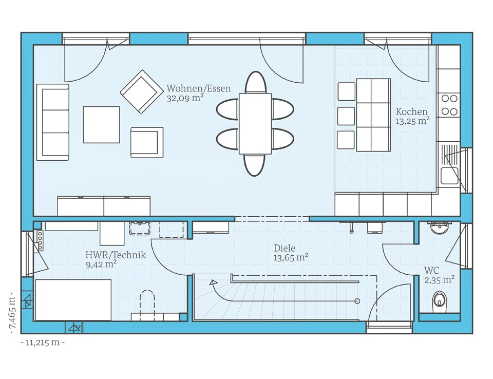 Fertighaus Vita 138 von Hanse Haus Schlüsselfertig ab 383298€, Pultdachhaus Grundriss 1