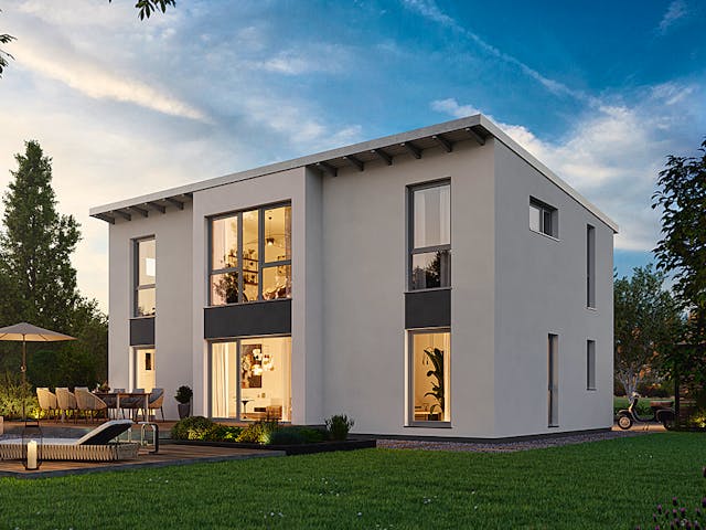 Fertighaus Vita 156 von Hanse Haus, Pultdachhaus Außenansicht 1