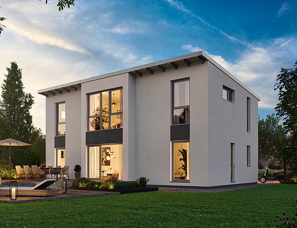 Fertighaus Vita 156 von Hanse Haus Schlüsselfertig ab 421848€, Pultdachhaus Außenansicht 1