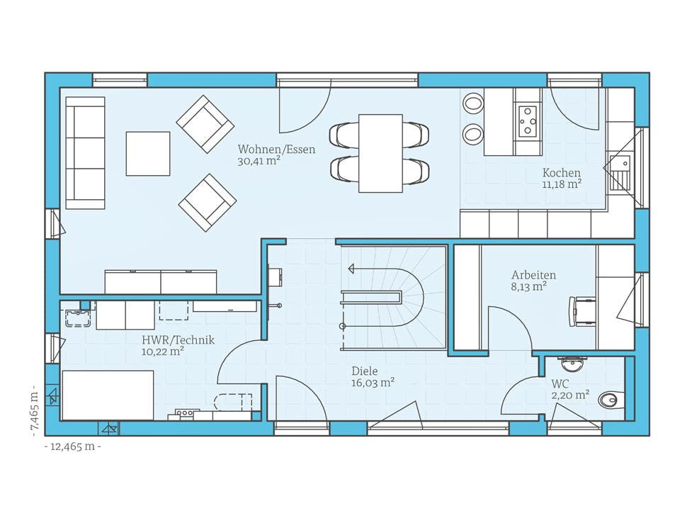 Fertighaus Vita 156 von Hanse Haus Schlüsselfertig ab 421848€, Pultdachhaus Grundriss 1