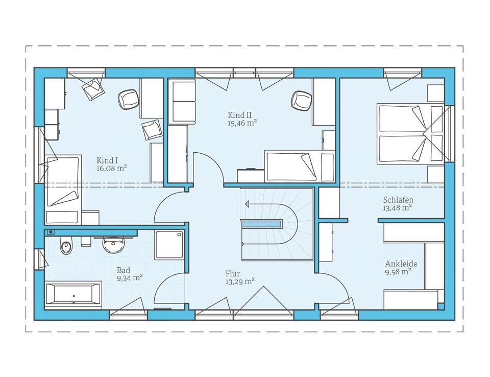 Fertighaus Vita 156 von Hanse Haus Schlüsselfertig ab 421848€, Pultdachhaus Grundriss 2