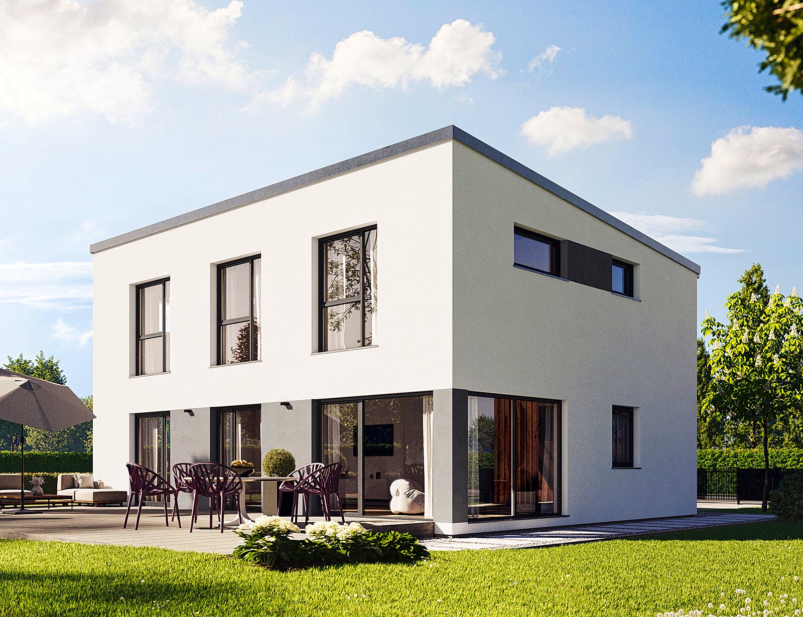 Fertighaus Vita 165 von Hanse Haus Schlüsselfertig ab 427731€, Pultdachhaus Außenansicht 1