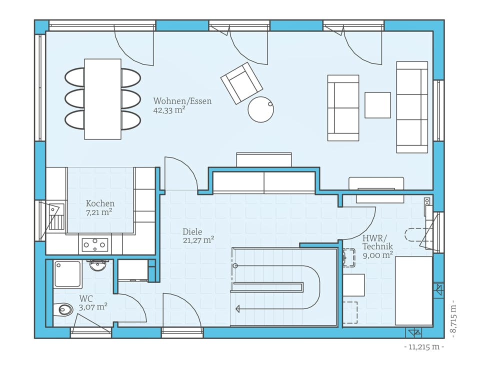 Fertighaus Vita 165 von Hanse Haus Schlüsselfertig ab 427731€, Pultdachhaus Grundriss 1