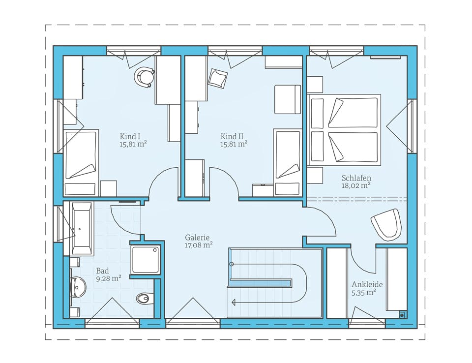 Fertighaus Vita 165 von Hanse Haus Schlüsselfertig ab 427731€, Pultdachhaus Grundriss 2
