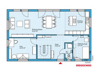 Fertighaus Vita 180 von Hanse Haus Schlüsselfertig ab 473063€, Pultdachhaus Grundriss 1