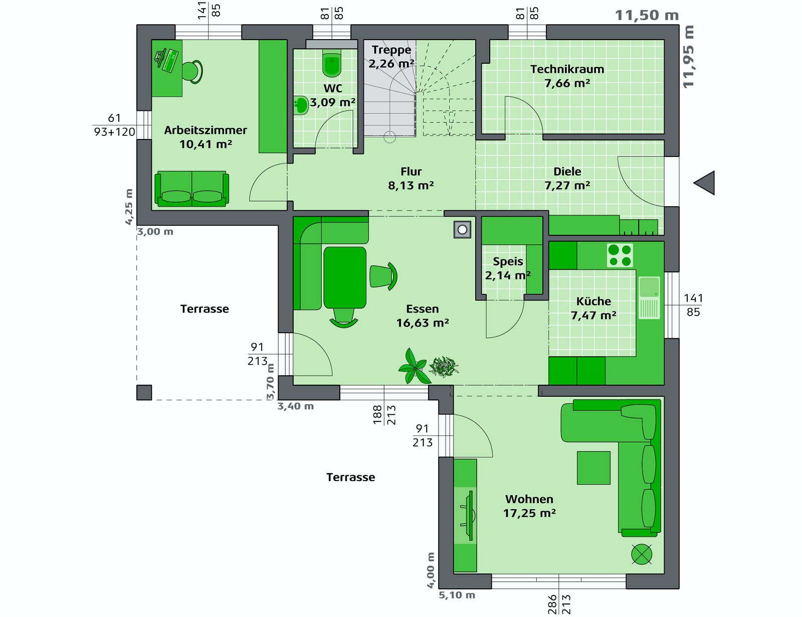 Fertighaus Ambition 157 W von HARTL HAUS Schlüsselfertig ab 541660€, Stadtvilla Grundriss 1