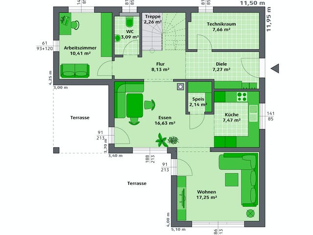 Fertighaus Ambition 157 W von HARTL HAUS Schlüsselfertig ab 541660€, Stadtvilla Grundriss 1