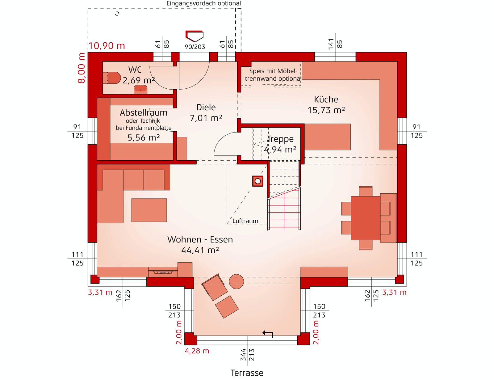 Fertighaus Classic 157 S von HARTL HAUS Schlüsselfertig ab 502320€, Satteldach-Klassiker Grundriss 1