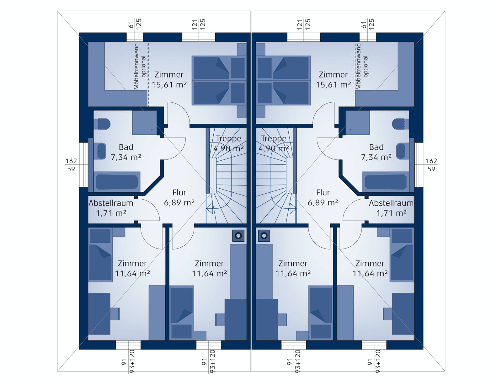 Fertighaus Doppelhaushälfte 119 W von HARTL HAUS Schlüsselfertig ab 394510€, Stadtvilla Grundriss 2