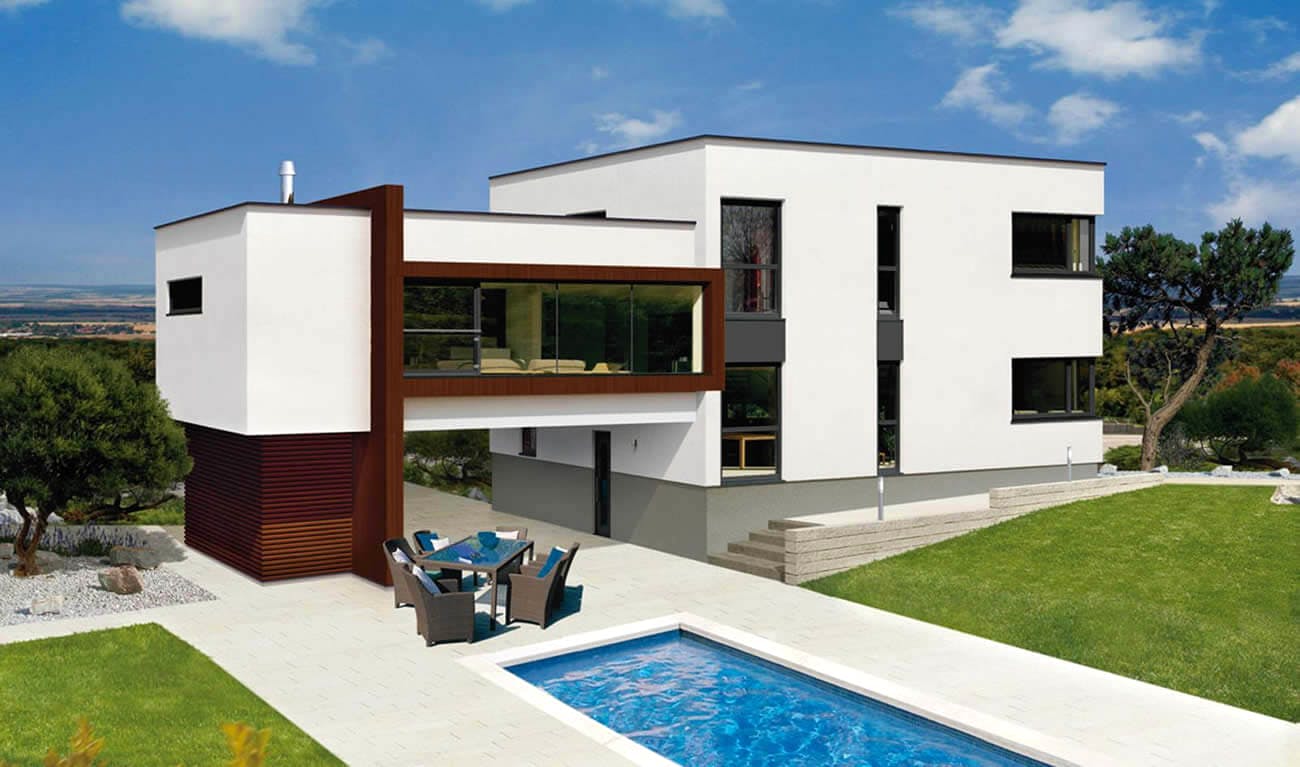 Fertighaus Liberty 194 F von HARTL HAUS Schlüsselfertig ab 707700€, Cubushaus Außenansicht 1