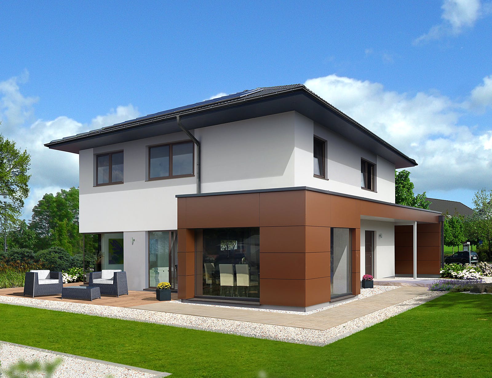 Fertighaus Style 163 W von HARTL HAUS Schlüsselfertig ab 514940€, Stadtvilla Außenansicht 1