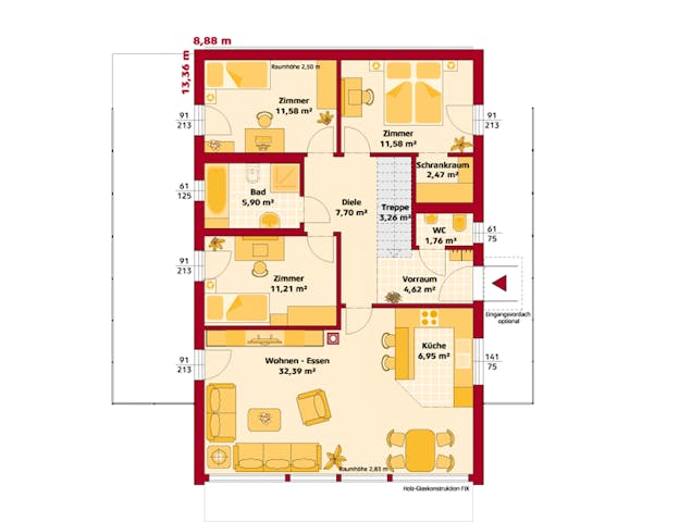 Bungalow-Grundriss mit 100 qm von Hartl Haus