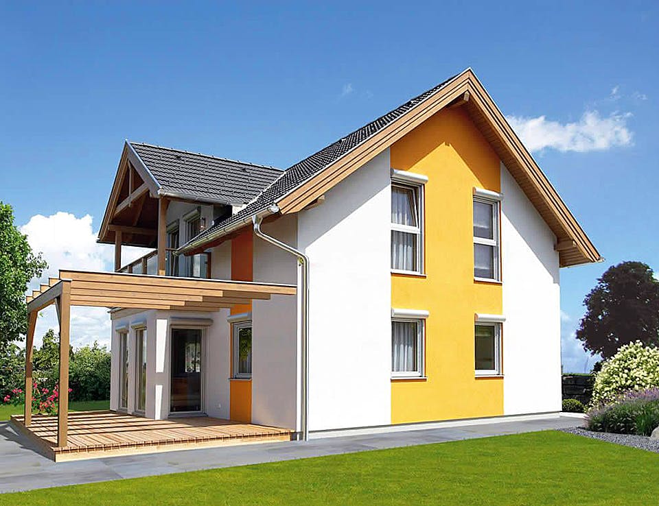 Fertighaus Trend 146 S von HARTL HAUS Schlüsselfertig ab 399380€, Satteldach-Klassiker Außenansicht 1