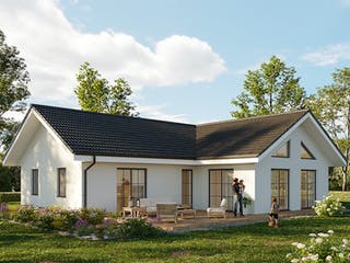 Massivhaus Bungalow Rostock - Satteldach von Hauswärts Consulting Schlüsselfertig ab 243000€, Bungalow Außenansicht 1