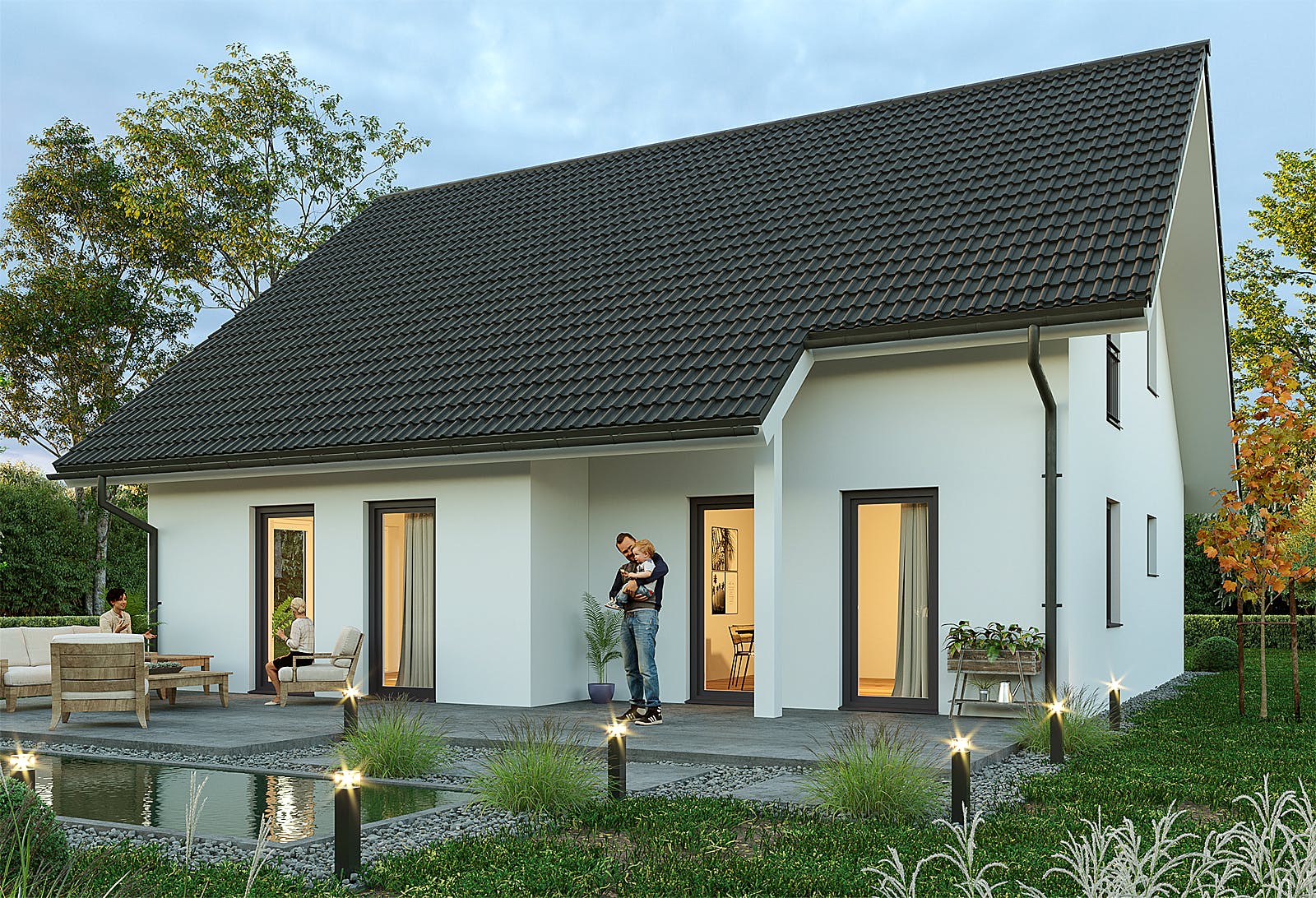 Massivhaus Landhaus Oranienburg von Hauswärts Consulting Schlüsselfertig ab 335000€, Satteldach-Klassiker Außenansicht 1