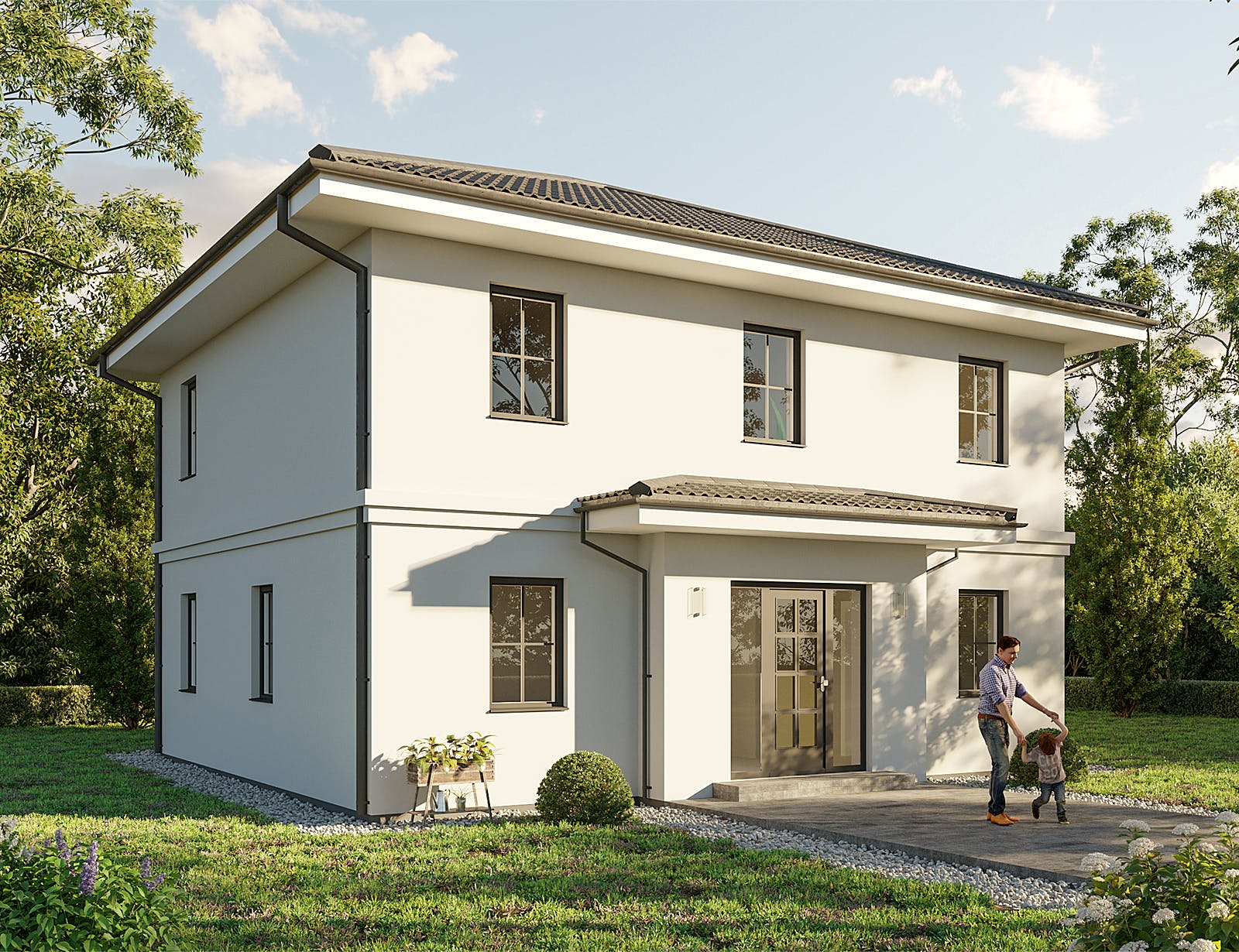 Massivhaus Stadtvilla Berlin von Hauswärts Consulting Schlüsselfertig ab 319000€, Stadtvilla Außenansicht 1