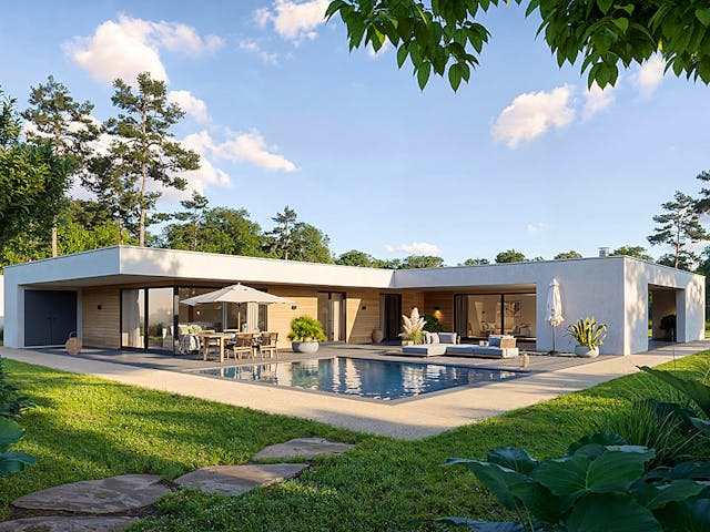 Massivhaus Bungalow 206.1 von Haus der Handwerker, Bungalow Außenansicht 1