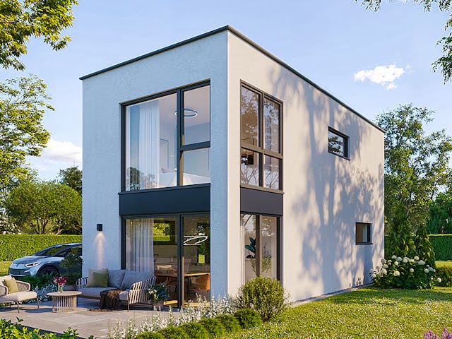 Massivhaus Lifestyle 73.1 Aktion SystemHAUS von Haus der Handwerker Schlüsselfertig ab 239160€, Cubushaus Außenansicht 1