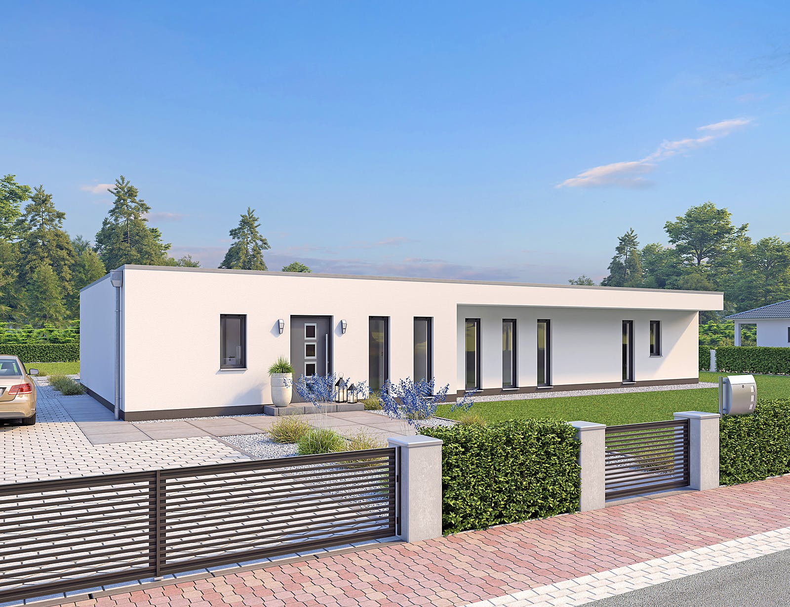 Massivhaus EFH Bungalow 115 von hebelHAUS, Bungalow Außenansicht 1