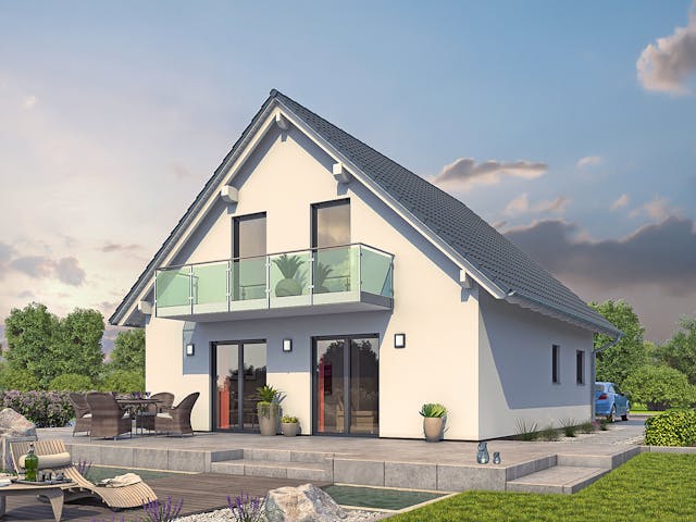 Massivhaus EFH Klassik 121 von hebelHAUS, Satteldach-Klassiker Außenansicht 1 Massivhaus EFH Klassik 121 von hebelHAUS, Satteldach-Klassiker Außenansicht 1