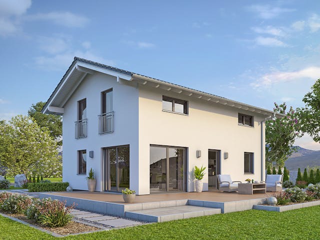 Massivhaus EFH Klassik 123 von hebelHAUS, Satteldach-Klassiker Außenansicht 1 Massivhaus EFH Klassik 123 von hebelHAUS, Satteldach-Klassiker Außenansicht 1