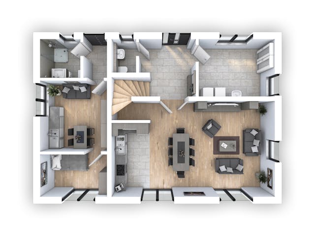 Massivhaus EFH PLUS Klassik 156 von hebelHAUS, Pultdachhaus Grundriss 1