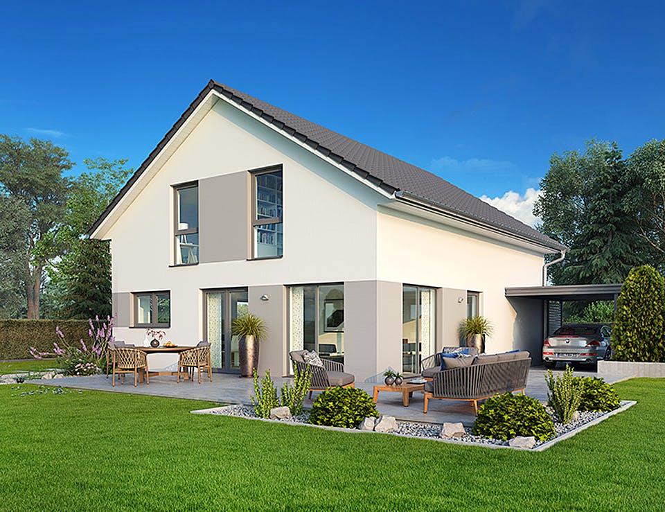 Massivhaus Aachen von HELMA MASSIVHAUS Schlüsselfertig ab 348700€, Satteldach-Klassiker Außenansicht 1