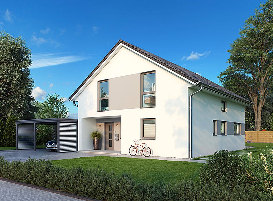 Massivhaus Aachen von HELMA MASSIVHAUS Schlüsselfertig ab 348700€, Satteldach-Klassiker Außenansicht 2