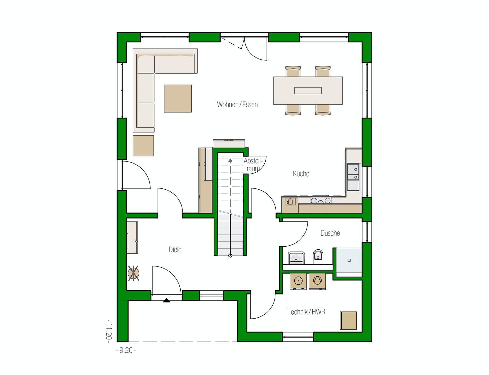 Massivhaus Aachen von HELMA MASSIVHAUS Schlüsselfertig ab 348700€, Satteldach-Klassiker Grundriss 1