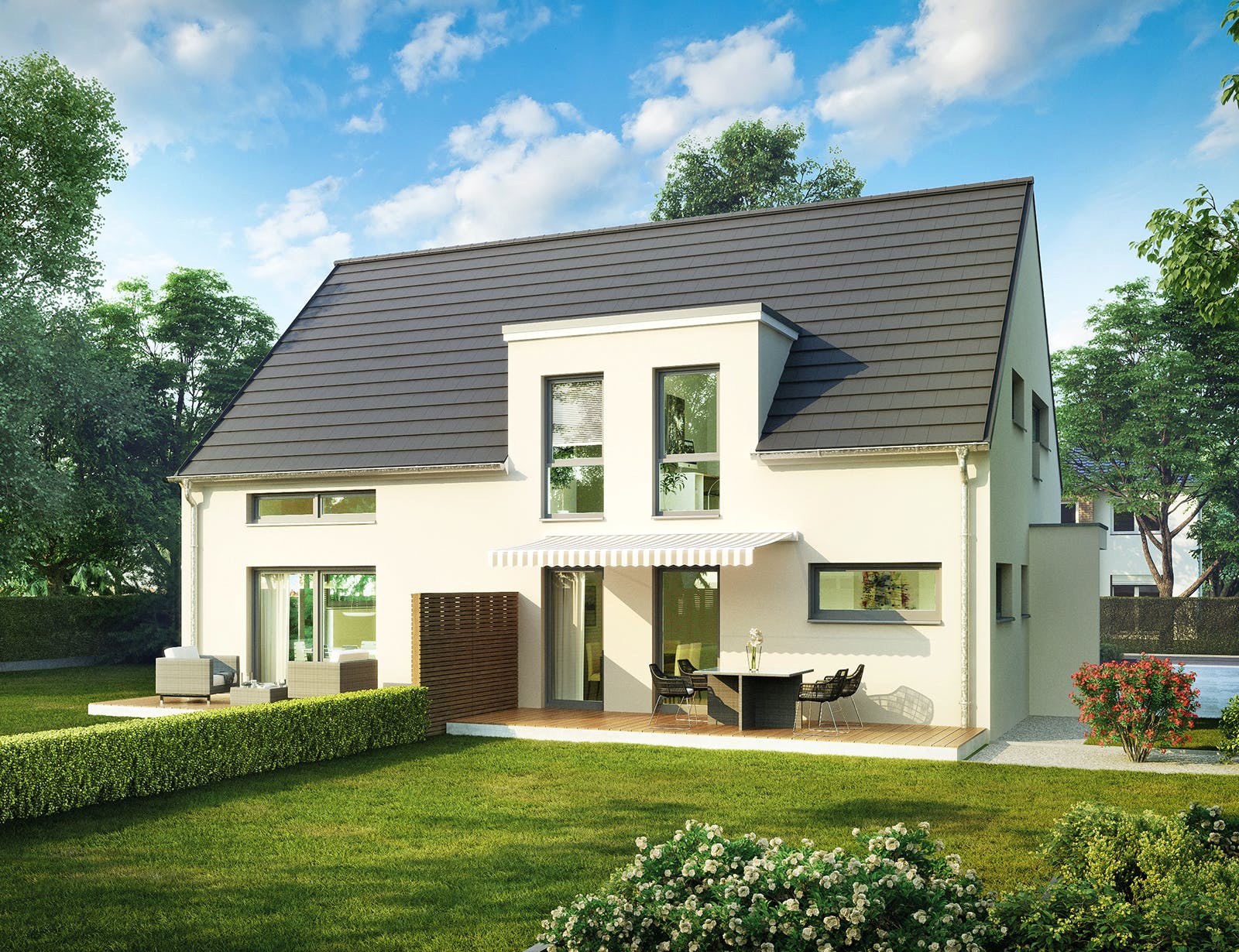Massivhaus Amsterdam von HELMA MASSIVHAUS Schlüsselfertig ab 483450€, Satteldach-Klassiker Außenansicht 1