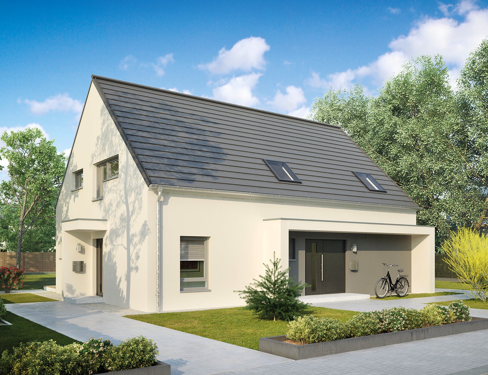 Massivhaus Amsterdam von HELMA MASSIVHAUS Schlüsselfertig ab 483450€, Satteldach-Klassiker Außenansicht 2